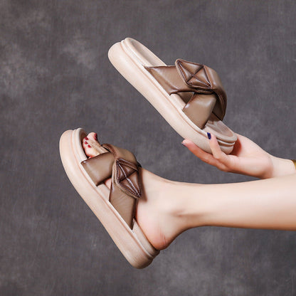 Sheepskin Leather Women 2022 Velcro Tape Flat Slippers