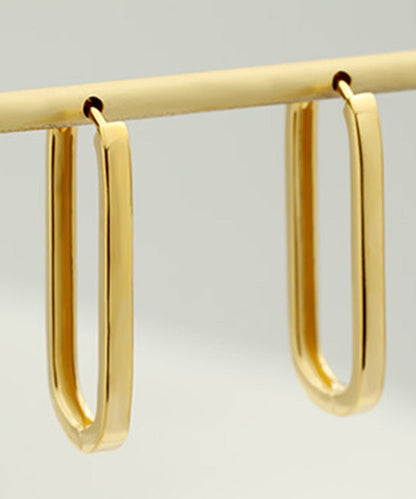 Chic Gold Silver 14K Overgild Rectangle Hoop Earrings