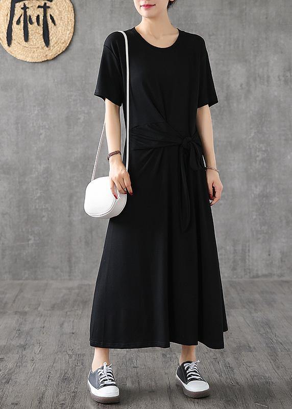 Bohemian o neck Bow cotton dress yellow Traveling Dresses summer