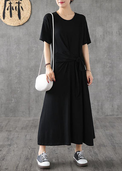 Bohemian o neck Bow cotton dress yellow Traveling Dresses summer