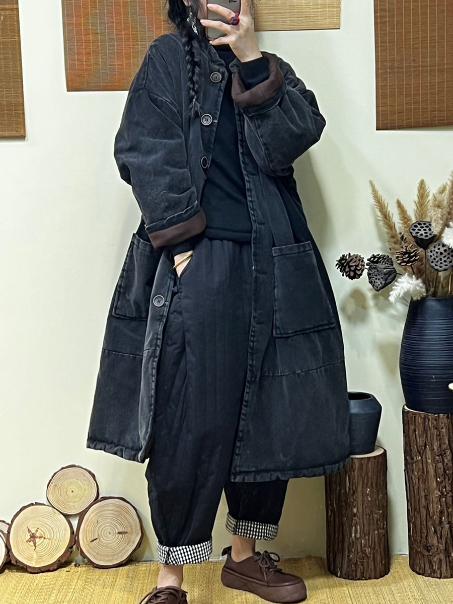Women Winter Thickened Stand Collar Long Padded Coat