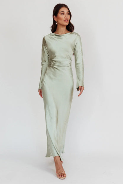 Loveland Cowl Back Midi Dress Sage