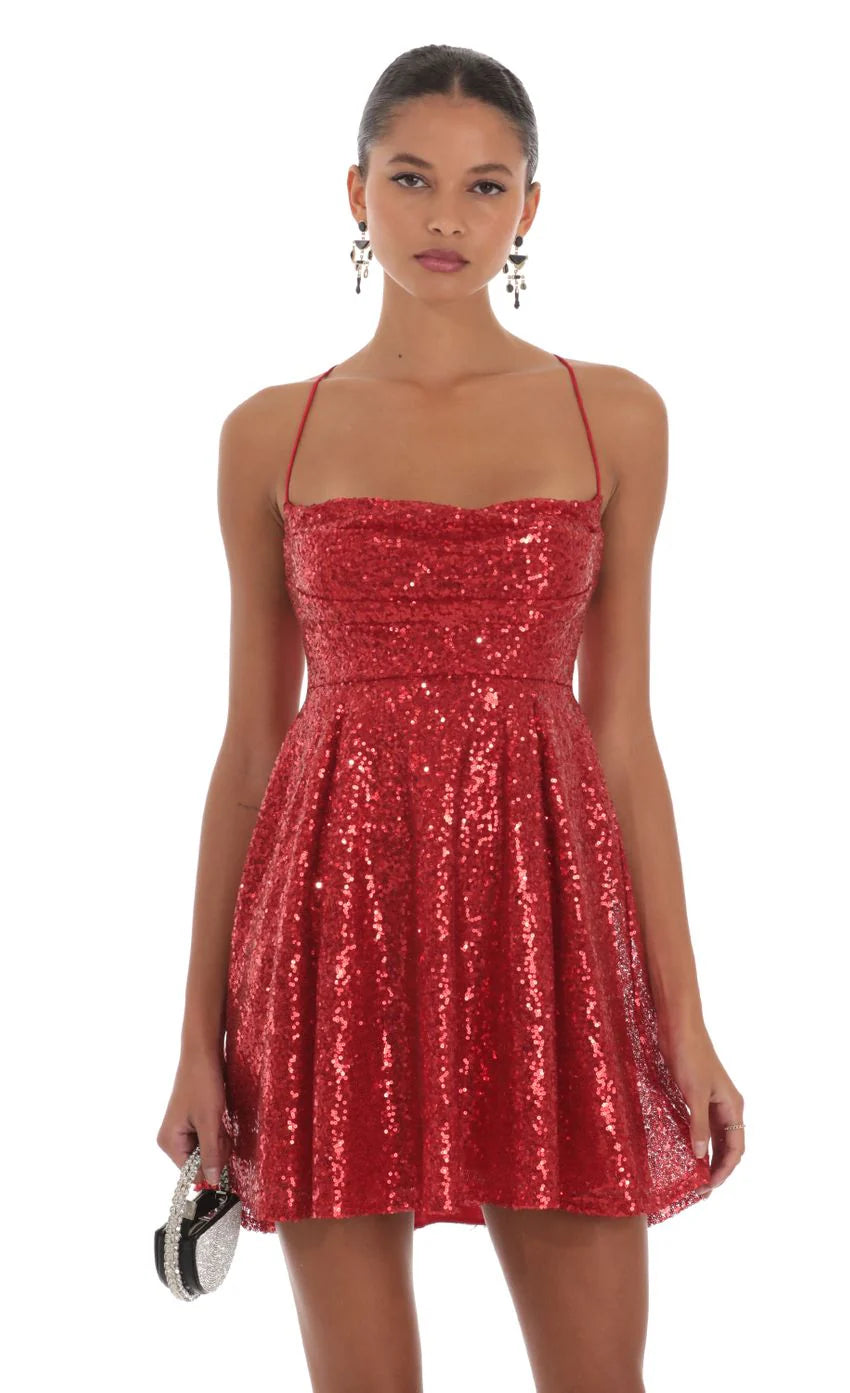 Sequin Dress in Red