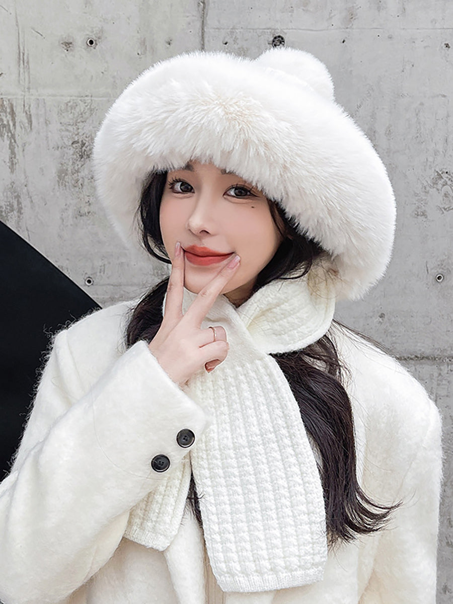 Women Winter Solid Color Korean Adult Plush Hat