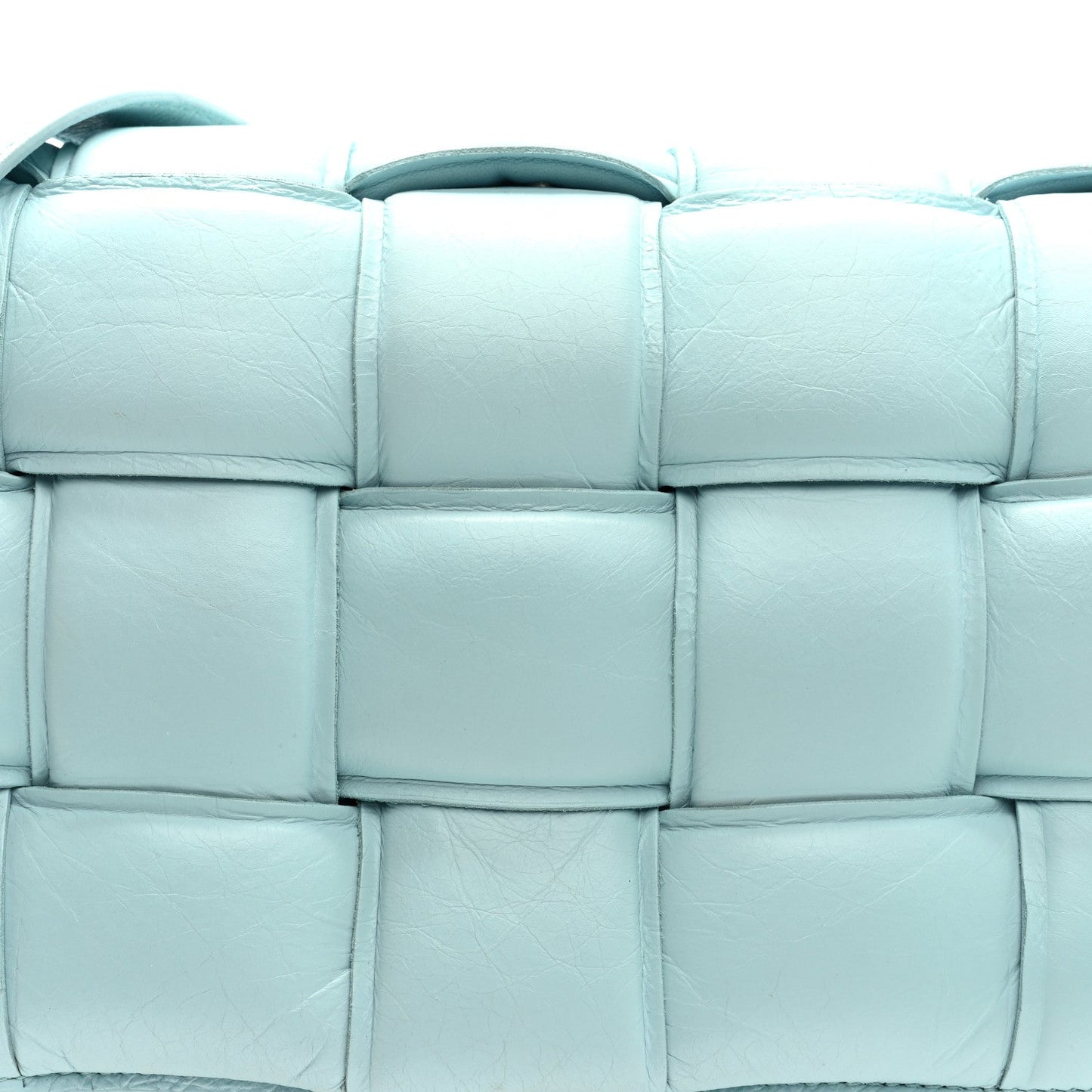 Paper Calfskin Maxi Intreccio Padded Cassette Crossbody Bag Ice
