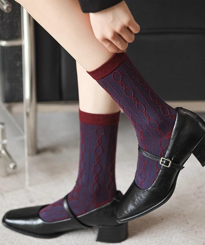 Autumn And Winter Women's Jacquard Mid Calf Socks