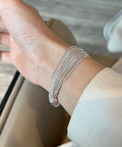 Stylish Silk Sterling Silver Chain Chain Bracelet Two-Piece Set