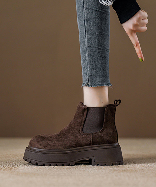 Elegant Splicing Comfy Platform Boots Coffee Suede