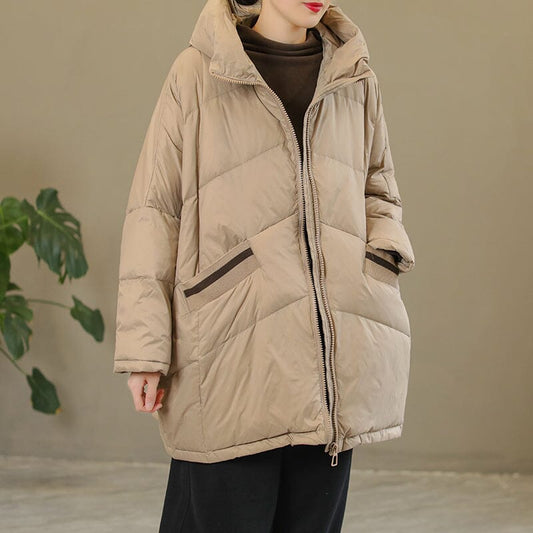 Women Casual Winter Loose Hooded Down Coat Plus Size