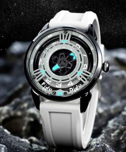 Women Blue Silicone Rubber Waterproof Hollow Out Watches