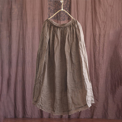 Plus Size Loose Linen Rough Hem Solid Skirt