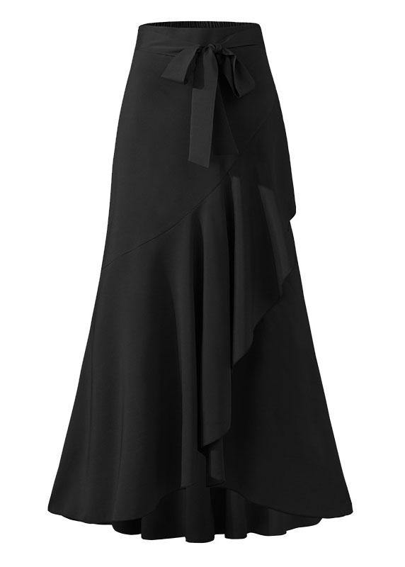 Solid Purple Color High Waist Ruffle High Low Hem Swing Maxi Skirts For Women
