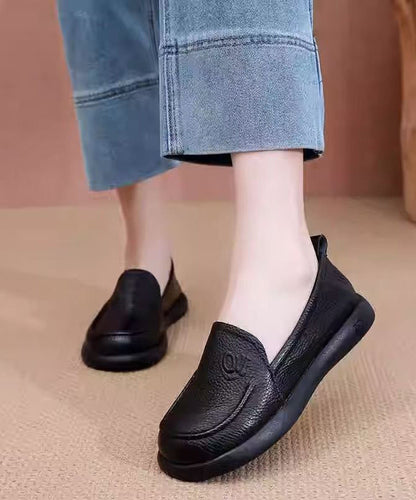 Comfy Loafers For Women Black Cowhide Leather