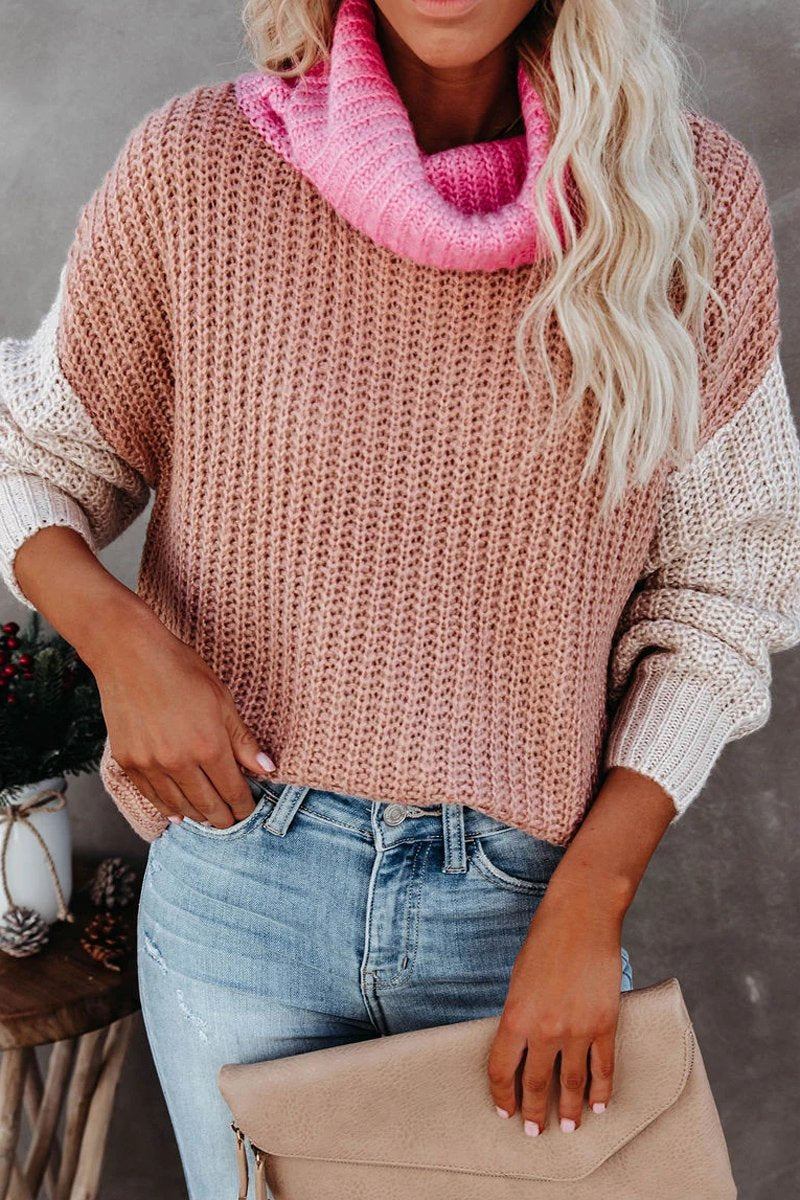 Turtleneck Color Block Casual Sweater