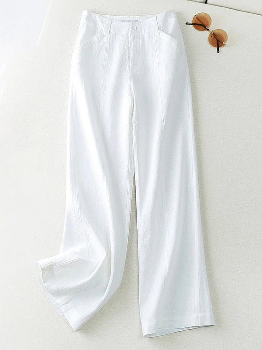 Loose Linen High Waist Solid Versatile Pants