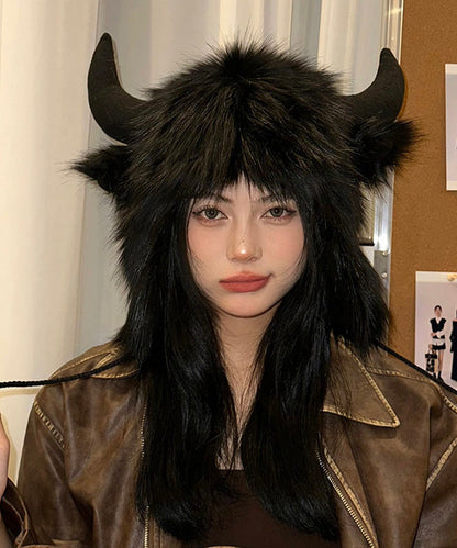 Fashion Black Faux Fur Warm Fleece Hat