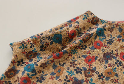 Artistic Print Knitted Vintage Floral T-Shirt