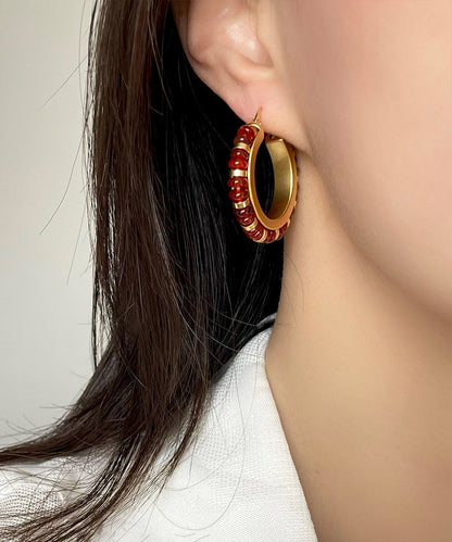 Boutique Turquoise High Quality Metal Hoop Earrings