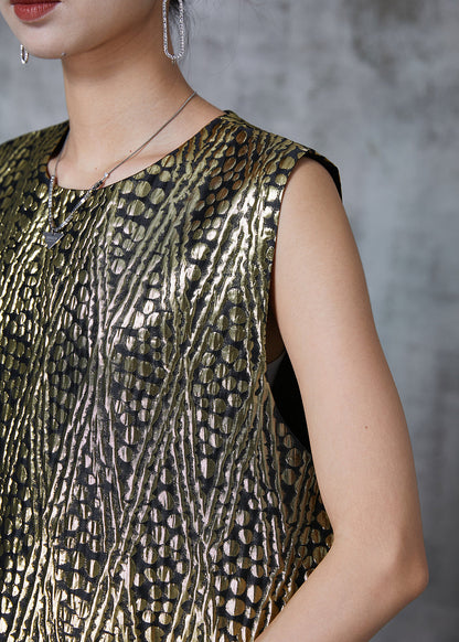 Women Golden Oversized Original Design Vest Sleeveless