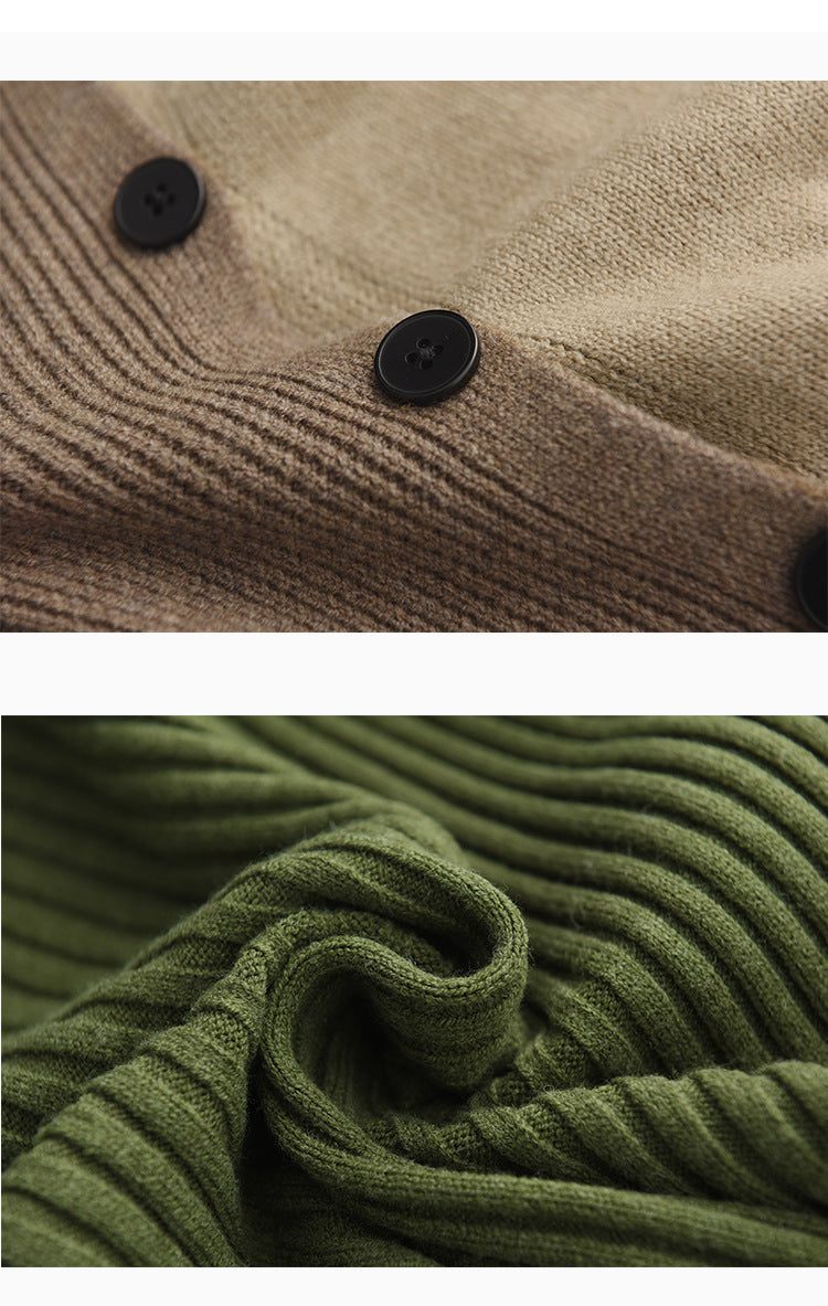 Color-Block Long-Sleeved Knitted Elastic Slim Sweater