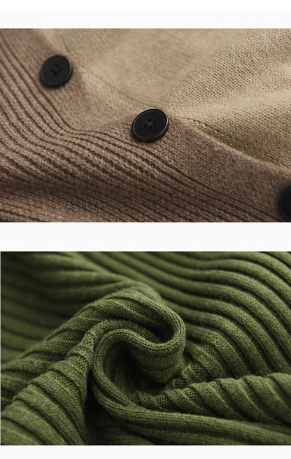 Color-Block Long-Sleeved Knitted Elastic Slim Sweater