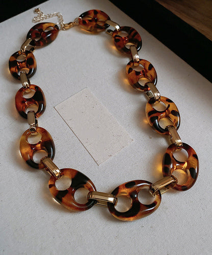 Bohemian Coffee Alloy Acrylic Hollow Out Collar Necklace