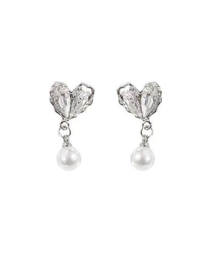 Chic White Copper Overgild Pearl Love Drop Earrings