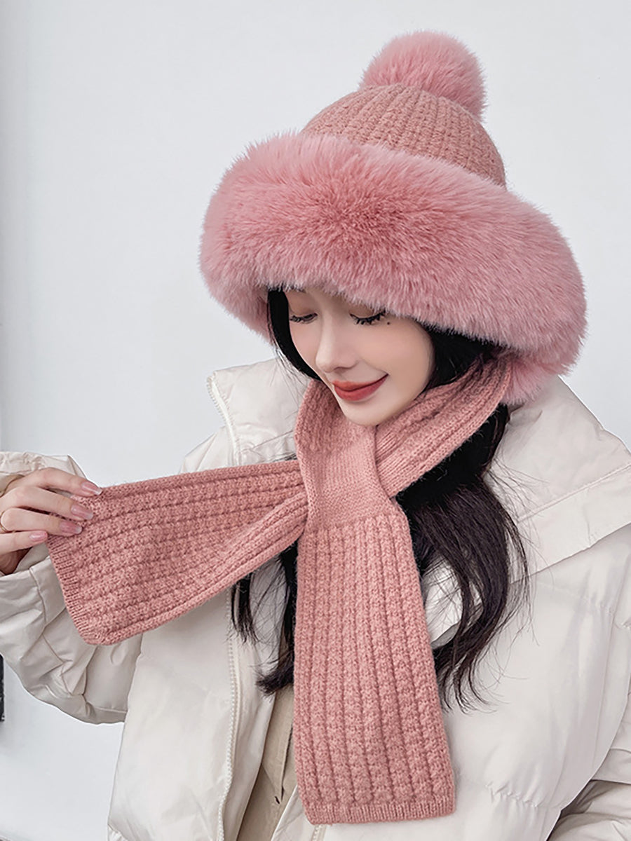 Women Winter Solid Color Korean Adult Plush Hat