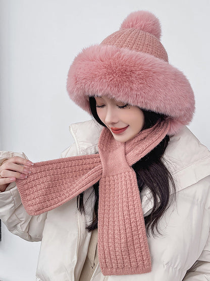 Women Winter Solid Color Korean Adult Plush Hat