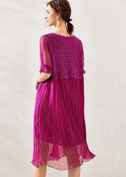 Women Rose Fashion Flare Sleeve Spring Long Dress