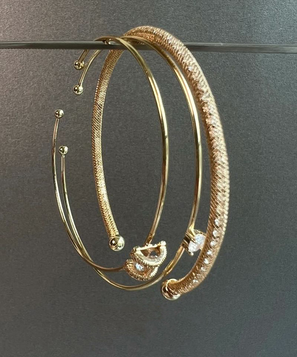 Original Design Gold Alloy Zircon Cuff Three-Piece Set