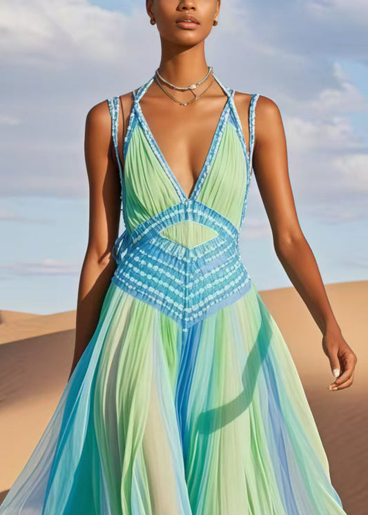 Fashion Tie Dye Exra Large Hem Chiffon Cami Dresses Summer