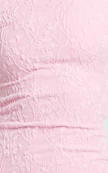 Eira Mini Dress Lace Boat Neck Bodycon Dress In Pink