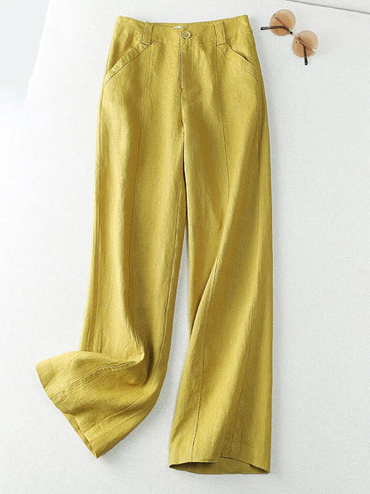 Loose Linen High Waist Solid Versatile Pants