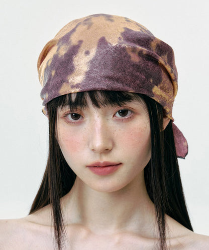 Unique Purple Gold Tie Dye Cinched Bonnie Hat