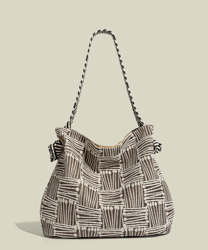 Fine Yellow Jacquard Large Capacity Cotton Shoulder Bags