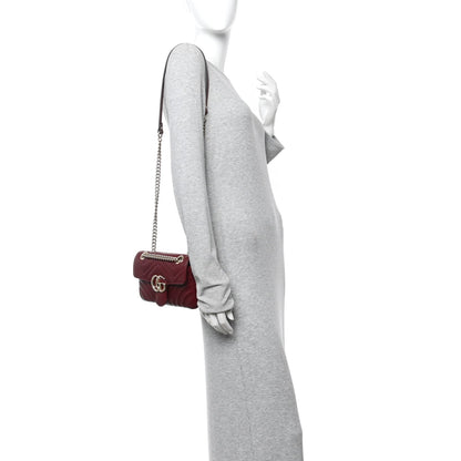 Calfskin Matelasse Mini GG Marmont Shoulder Bag Rosso Ancora