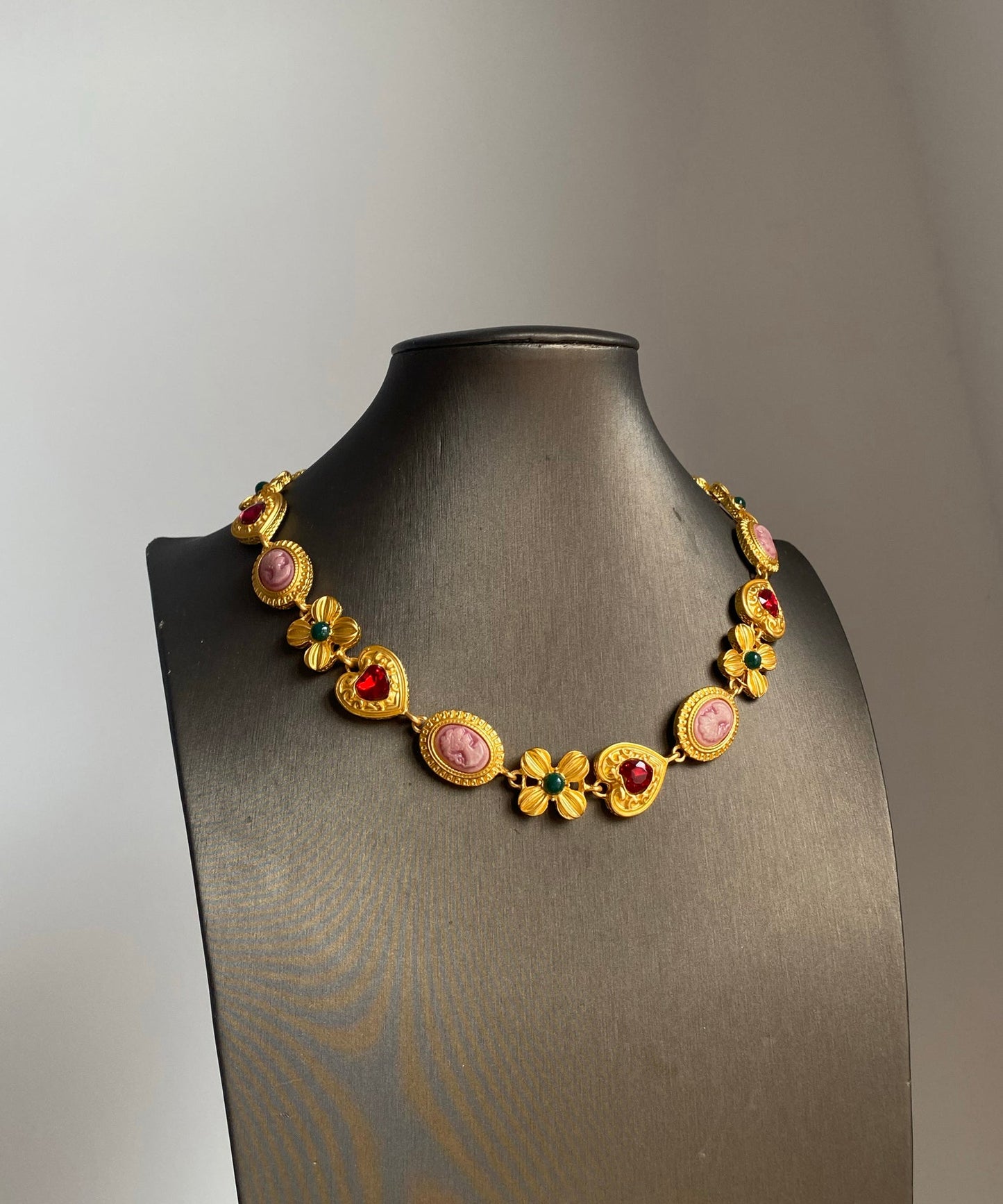 Boho Gold Alloy Zircon Floral Love Princess Necklace
