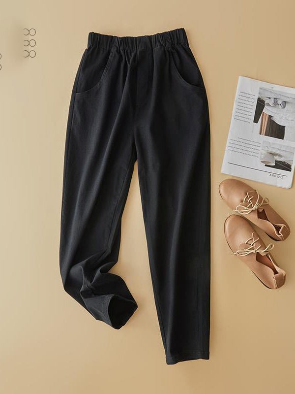Classic Loose Casual Harem Cropped Pants With Pocket