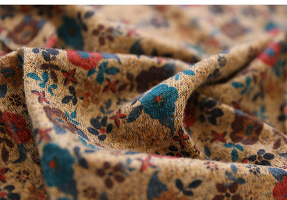 Artistic Print Knitted Vintage Floral T-Shirt