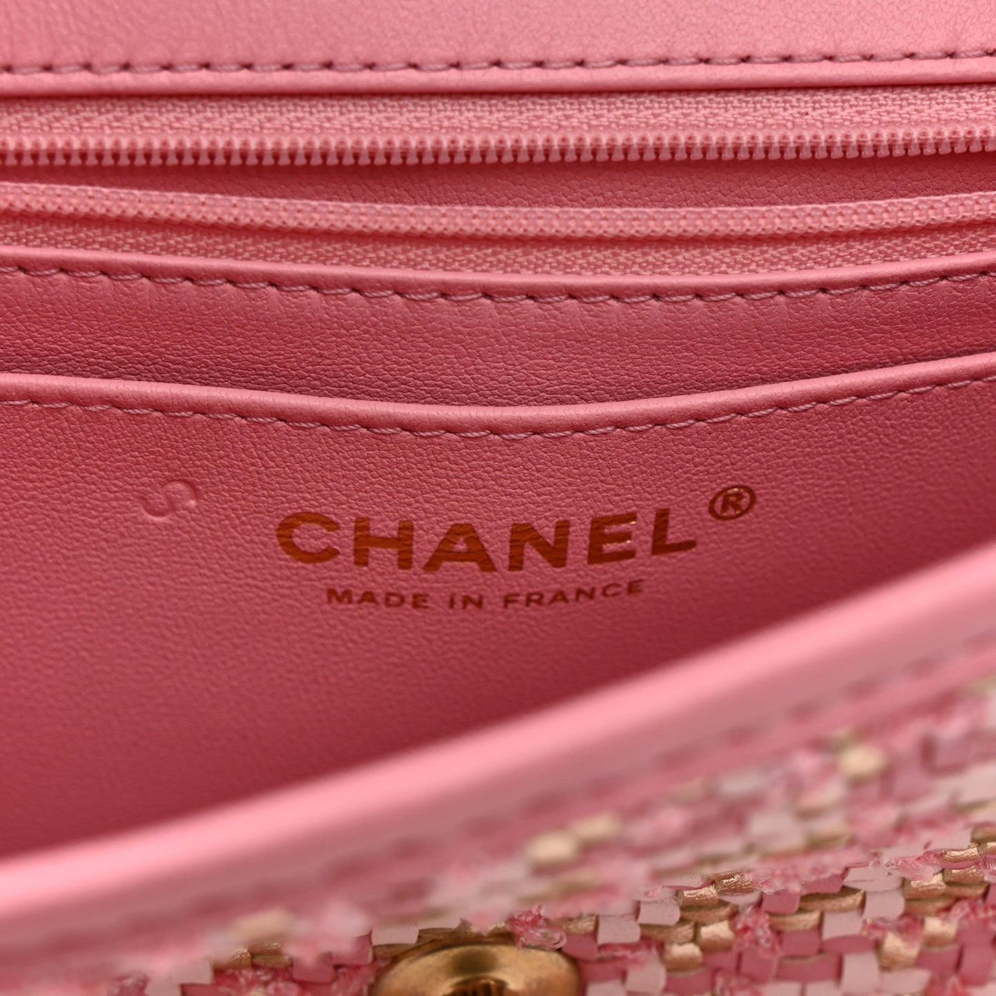 Metallic Lambskin Viscose Woven Flap Pink Gold