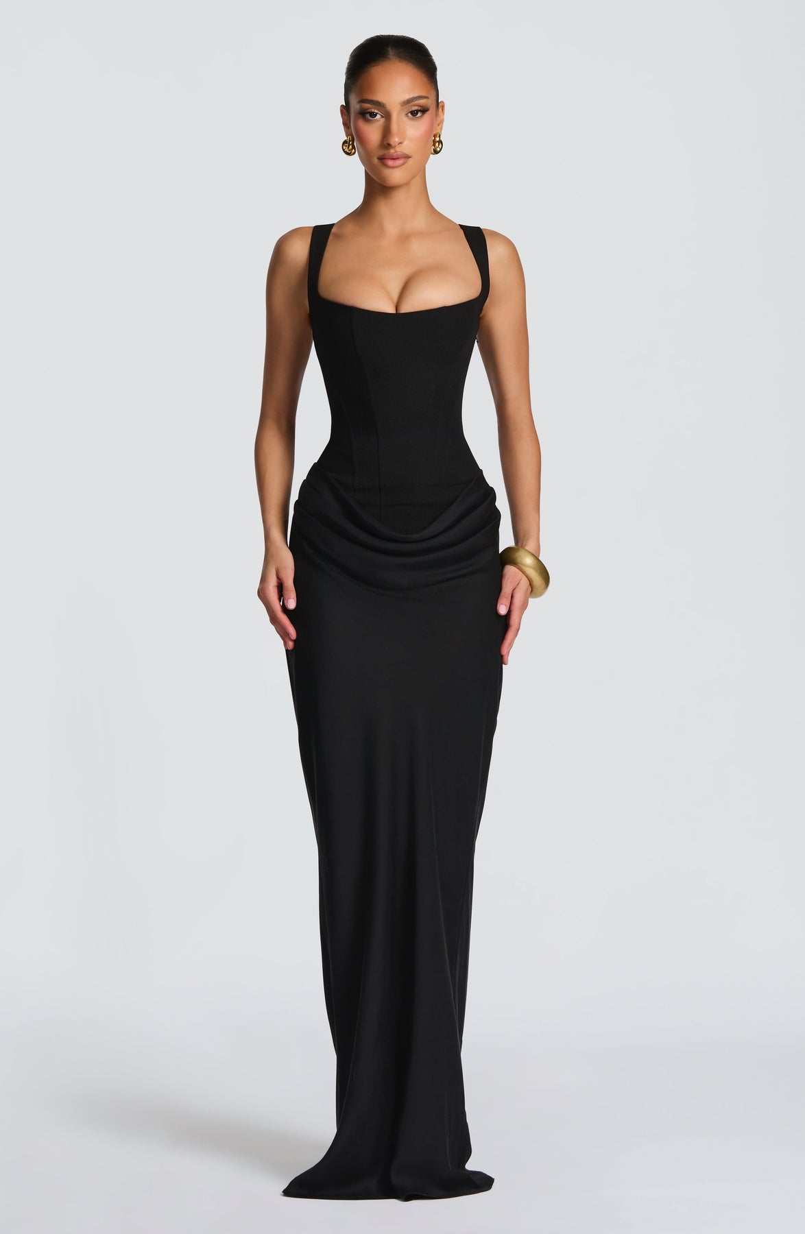Sexy U Collar Waist Solid Color Fishtail Skirt