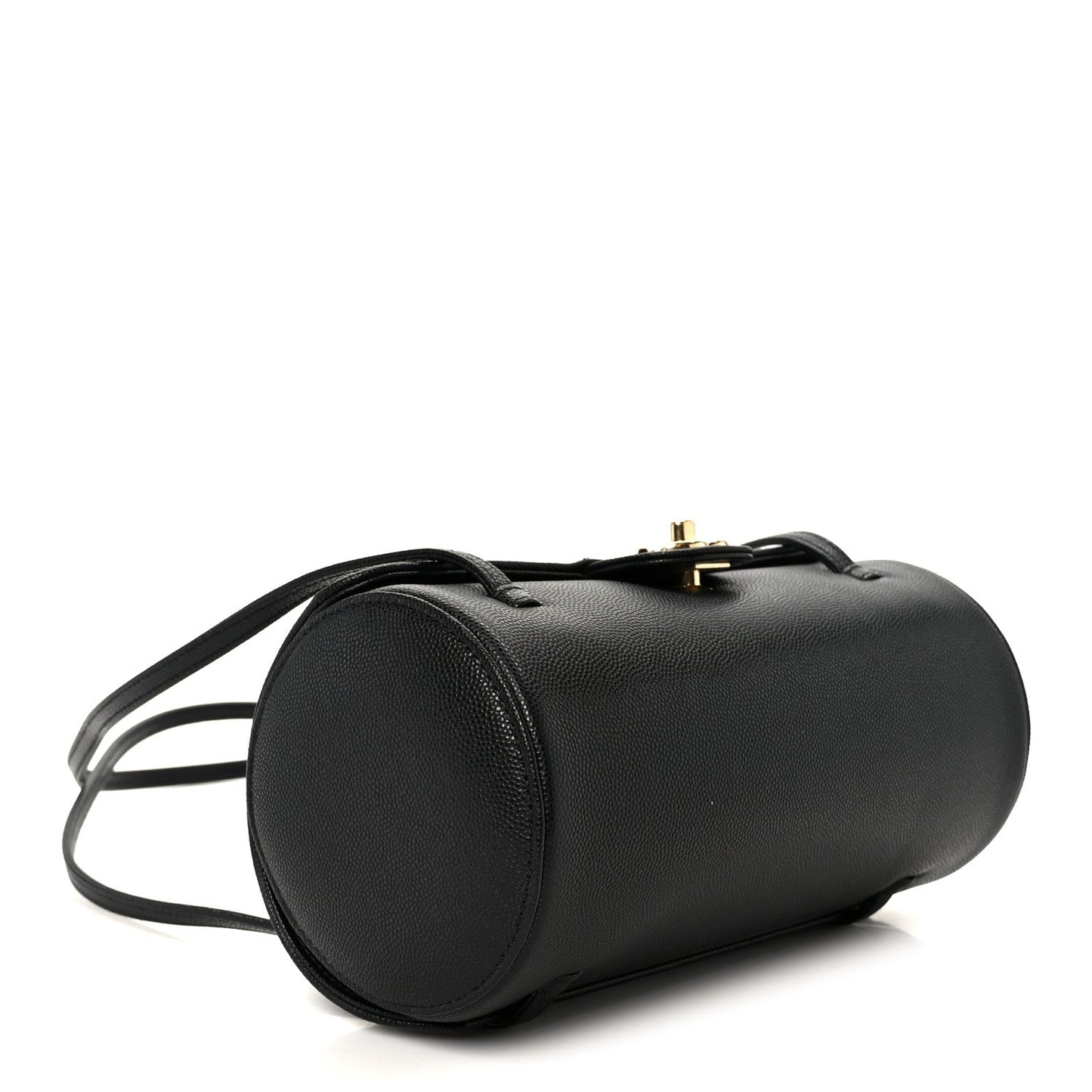 Shiny Caviar Preppy Coco Small Bowling Bag Black