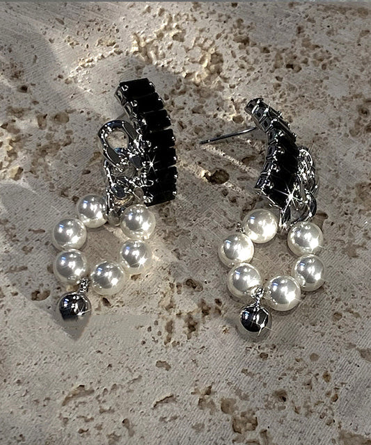 Boutique Black Copper Overgild Pearl Drop Earring