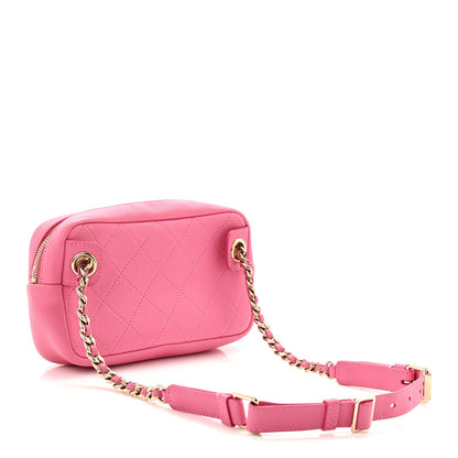 Goatksin Quilted Casual Trip Waist Bag Pink