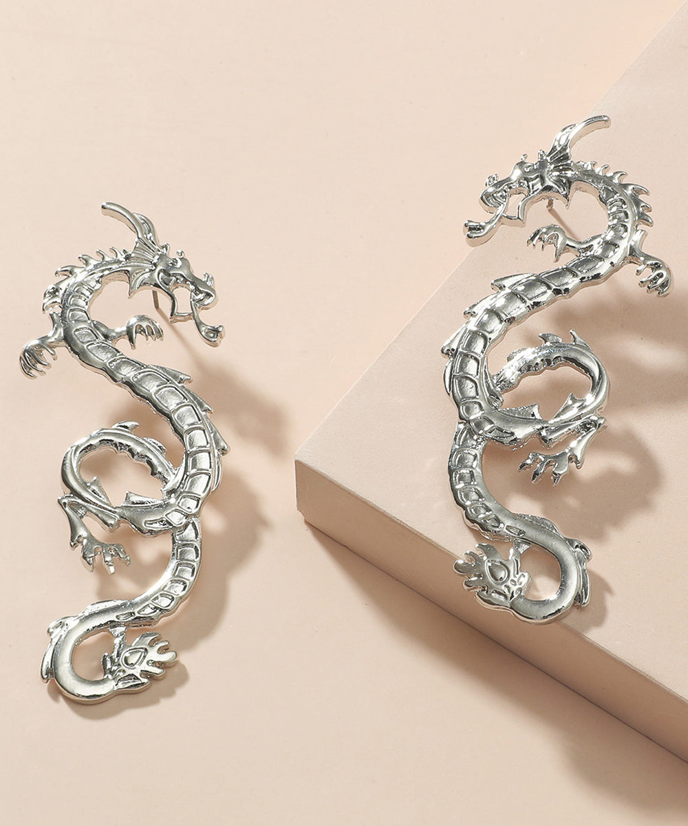 European and American Ins Style Exaggerated Golden Dragon Drop Earrings