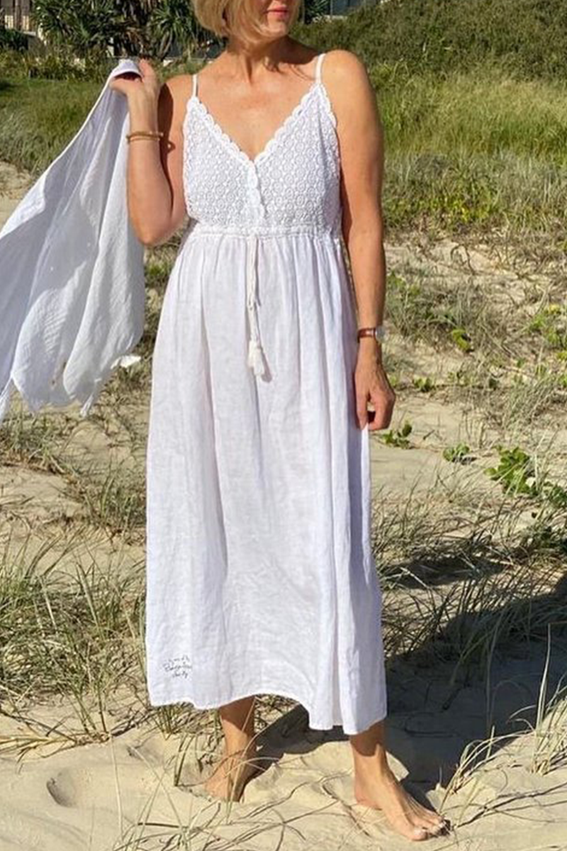 Casual Solid Split Joint Spaghetti Strap Straight Dresses