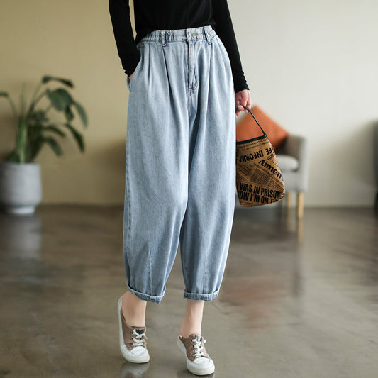 Women Summer Loose Thin Cotton Harem Jeans