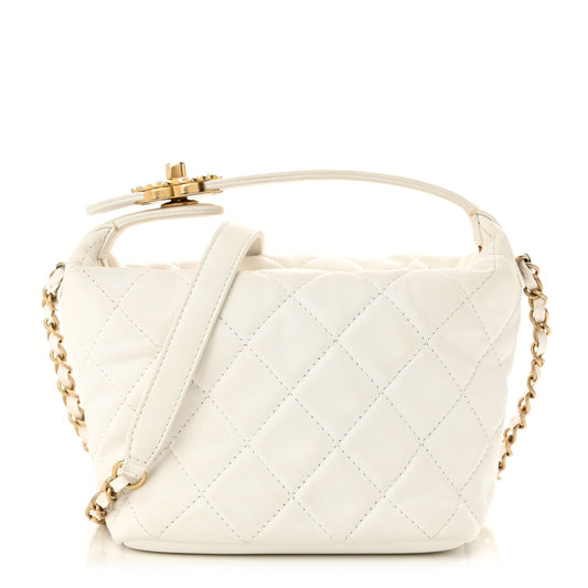 Lambskin Quilted Small Perfect Meeting Hobo White