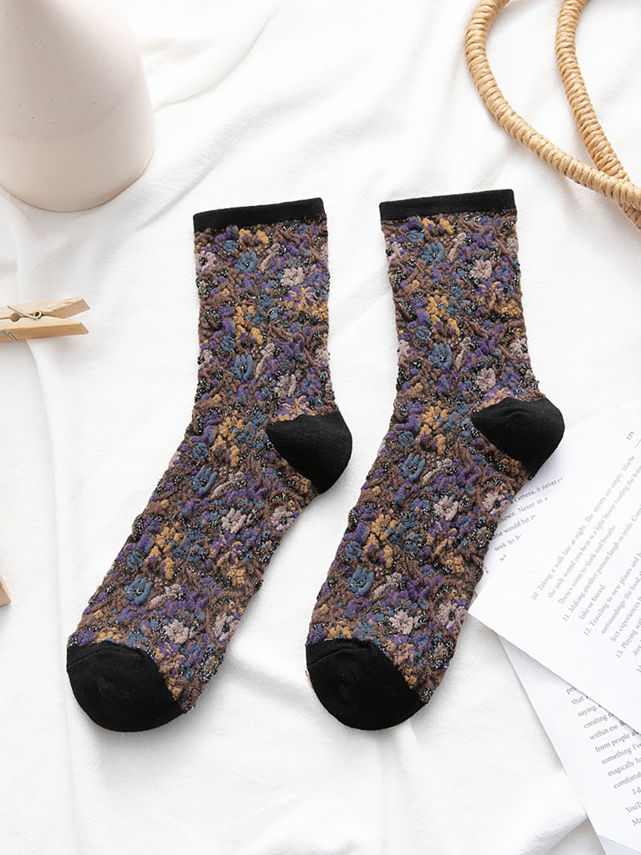 5 Pairs Winter Women Thick Retro Socks